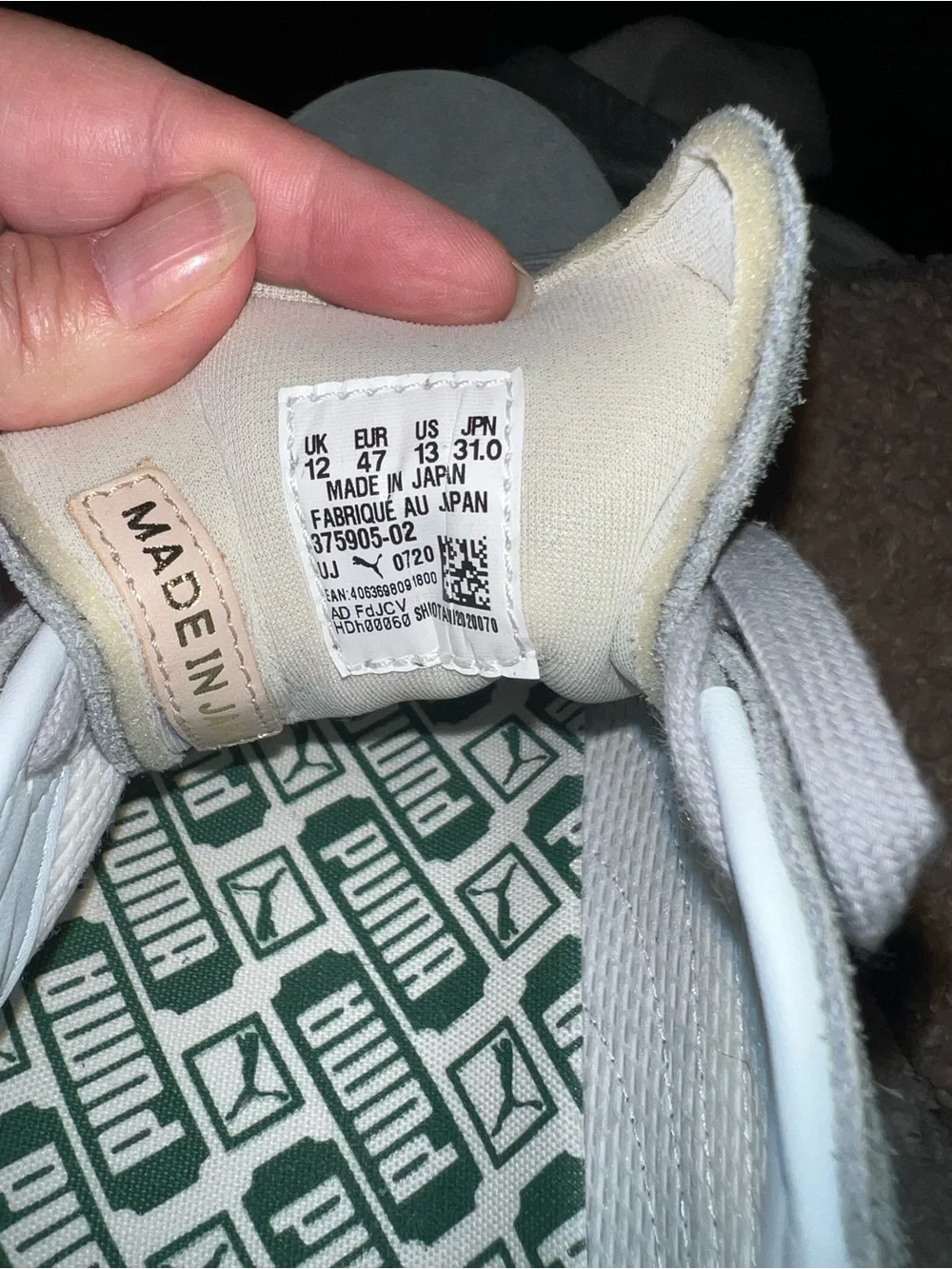 Puma Men’s Low-Top Suede Sneakers in Sage Green and White